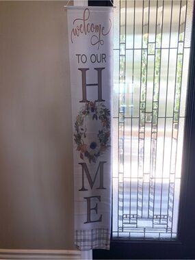 Source Unknown Welcome Wall Tapestry - White, Brown, Green, Blue